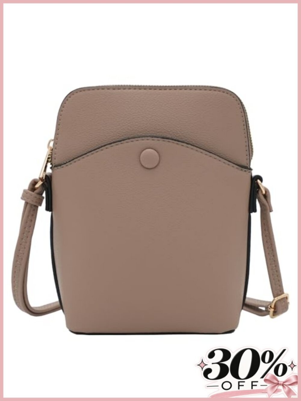 Small Crossbody Bag Vegan Leather Gold Hardware Adjustable Strap Mini Purse